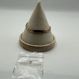 Lauren G Adams Gold Tone ID Bracelet Black Enamel Bar NWT